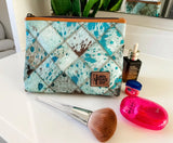 Checkered Western Cowhide Makeup Bag Travel