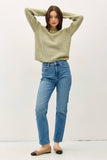 CHUNKY ACID WASH KNIT SWEATER - Olive