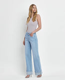SUPER HIGH RISE CUFFED BAGGY WIDE JEANS F5796