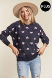 PLUS SIZE HEART SWEATER