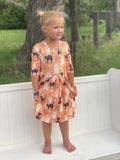 Spooky Kitty 3/4 Sleeve Pocket Twirl Dress