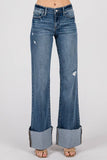 MID RISE COMFORT RELAXED FLARE W/ CUFFED HEM JEANS