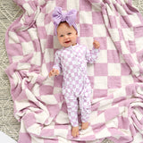 Myla Purple Checks PLUSH BLANKET