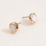 Gold & Mother of Pearl Clover Stud Earrings