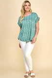 PLUS SIZE SHORT SLEEVE DOLMAN TOP