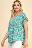 PLUS SIZE SHORT SLEEVE DOLMAN TOP