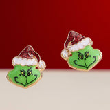 Green Monster Holiday Stud Earrings with Titanium Posts