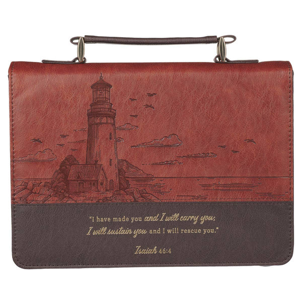 Bible Cover Classic Two-tone Brown I Will Carry You Isa 46:4
