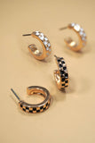 MINI CHECKER HOOP HUGGIE EARRINGS