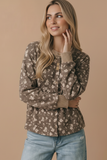 Plus Round Neck Ditsy Floral Button Down Top