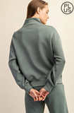 MODAL SCUBA LUXE HALF ZIP JACKET - Sage