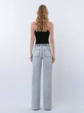 HIGH RISE UTILITY POCKET DRAWSTRING WIDE LEG JEANS