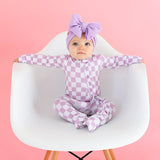 Myla Purple Checks RUFFLE ZIP Bamboo Sleepies Little Outfit
