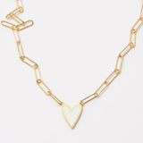 Heart Enamel Pendant Gold Dipped Paper Clip Chain Necklace