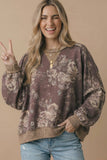 Floral Oversized Fit Color Block Pullover