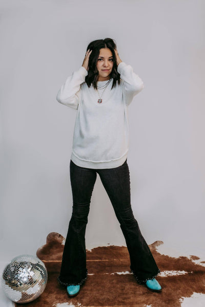 Basic Acid Washed Sweatshirt - Heather Grey