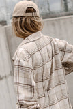 Khaki Plaid Shirt emovable Hood Buttoned Shacket