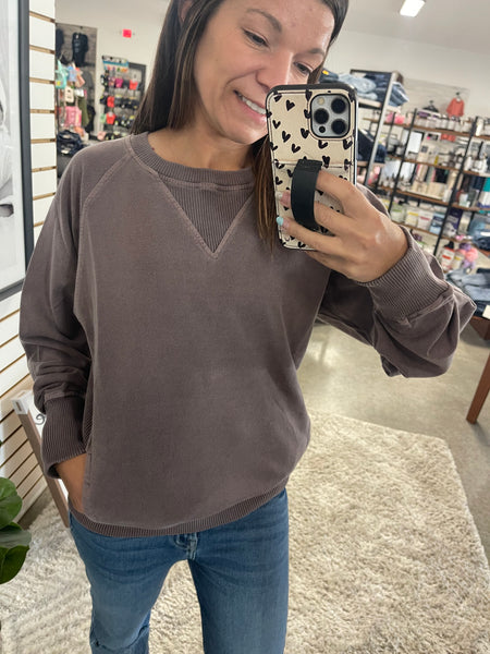Callie French Terry Pullover - Mahogany