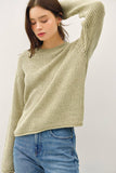 CHUNKY ACID WASH KNIT SWEATER - Olive