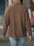 Waffle Knit Button-Up Shirt – Casual Fall Cardigan