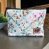Checkered Western Cowhide Makeup Bag Travel