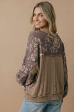 Floral Oversized Fit Color Block Pullover