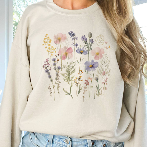 Floral Spring Flower Neutral Summer Graphic Sweatshirt 9