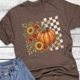 Fall Boho Pumpkin Floral Sunflowers Graphic Tee
