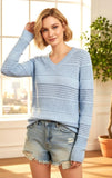 POINTELLE STRIPED SWEATER - Chambray