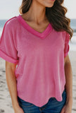 Sally V-neck textured tee