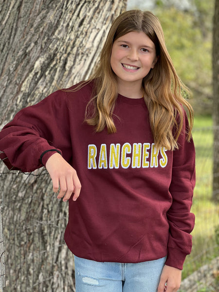 Rancher Glitter Applique Embroidered Sweatshirt