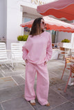 Light Pink Polka Dot Flare Sweatpants