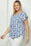 PLUS SIZE SHORT SLEEVE DOLMAN TOP