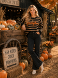 Pumpkin Script Striped Knit Sweater
