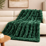 Olive Bubble Faux Fur Throw Blanket – 50" x 60"