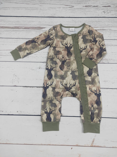 Baby Deer Print Zip Sleeper