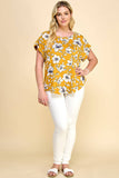 PLUS SIZE SHORT SLEEVE DOLMAN YELLOW TOP