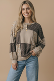 Round Neck Mixed Print Patchwork Pullover