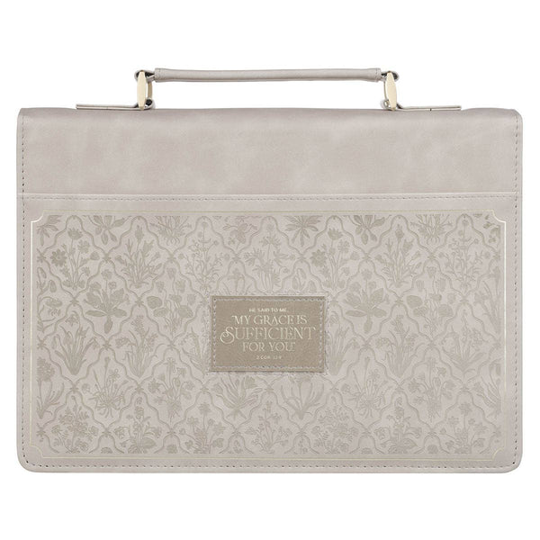 Bible Cover Fashion Taupe My Grace Is Sufficient 2 Cor 12:9