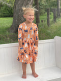Spooky Kitty 3/4 Sleeve Pocket Twirl Dress