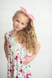 Kids Plum Floral 3 Ruffle Summer Dress