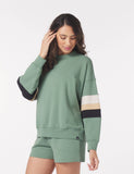 Vintage Oversized Crew: Sage/Tonal Stripes