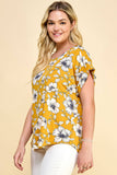 PLUS SIZE SHORT SLEEVE DOLMAN YELLOW TOP