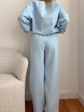 Baby Blue Polka Dot Flare Sweatpants