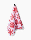 Snowy Days Red Tea Towel