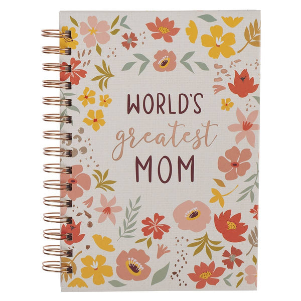 Journal Wirebound Peach Floral World's Greatest Mom