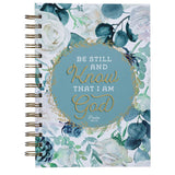 Journal Wirebound White/Teal Floral Be Still  Ps. 46:10