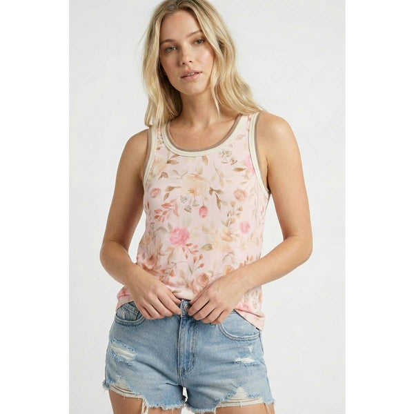 FLORAL PRINTED JERSEY TANK TOP