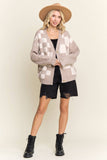 PLUS PUFF CHECKER SWEATER CARDIGAN - Taupe
