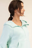 MODAL SCUBA QUARTER ZIP HODDIE JACKET: Soft Mint